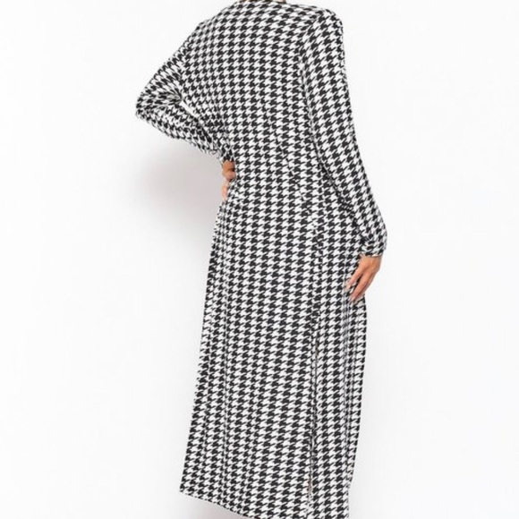 NEW FALL TRENDY HOUNDSTOOTH TWO PIECE TANK TOP MIDI DRESS LONG CARDIGAN SET - Picture 6 of 9